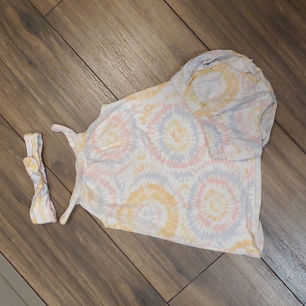 24m girls Tie dye dress with matching headband